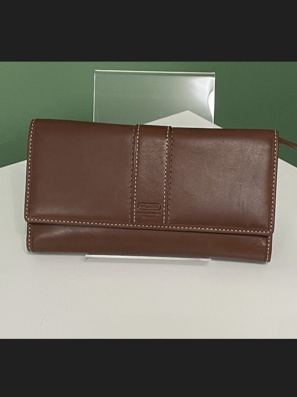 Coach Hamptons Leather Wallet - Whiskey/Blue